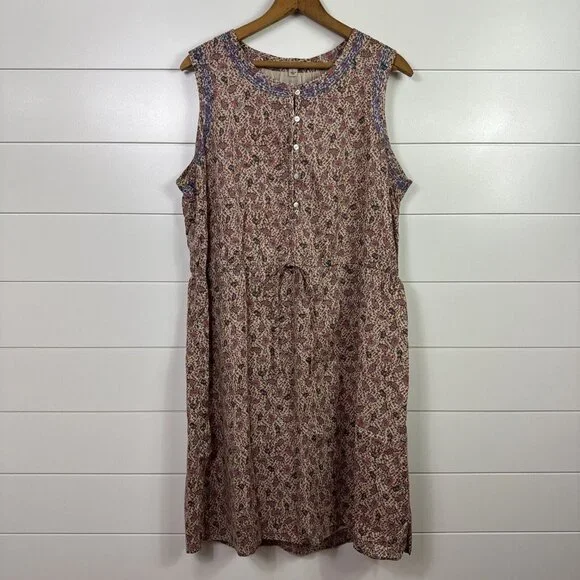 Lucky Brand Pink Floral Sleeveless Drawstring Midi Dress - Picture 1 of 7